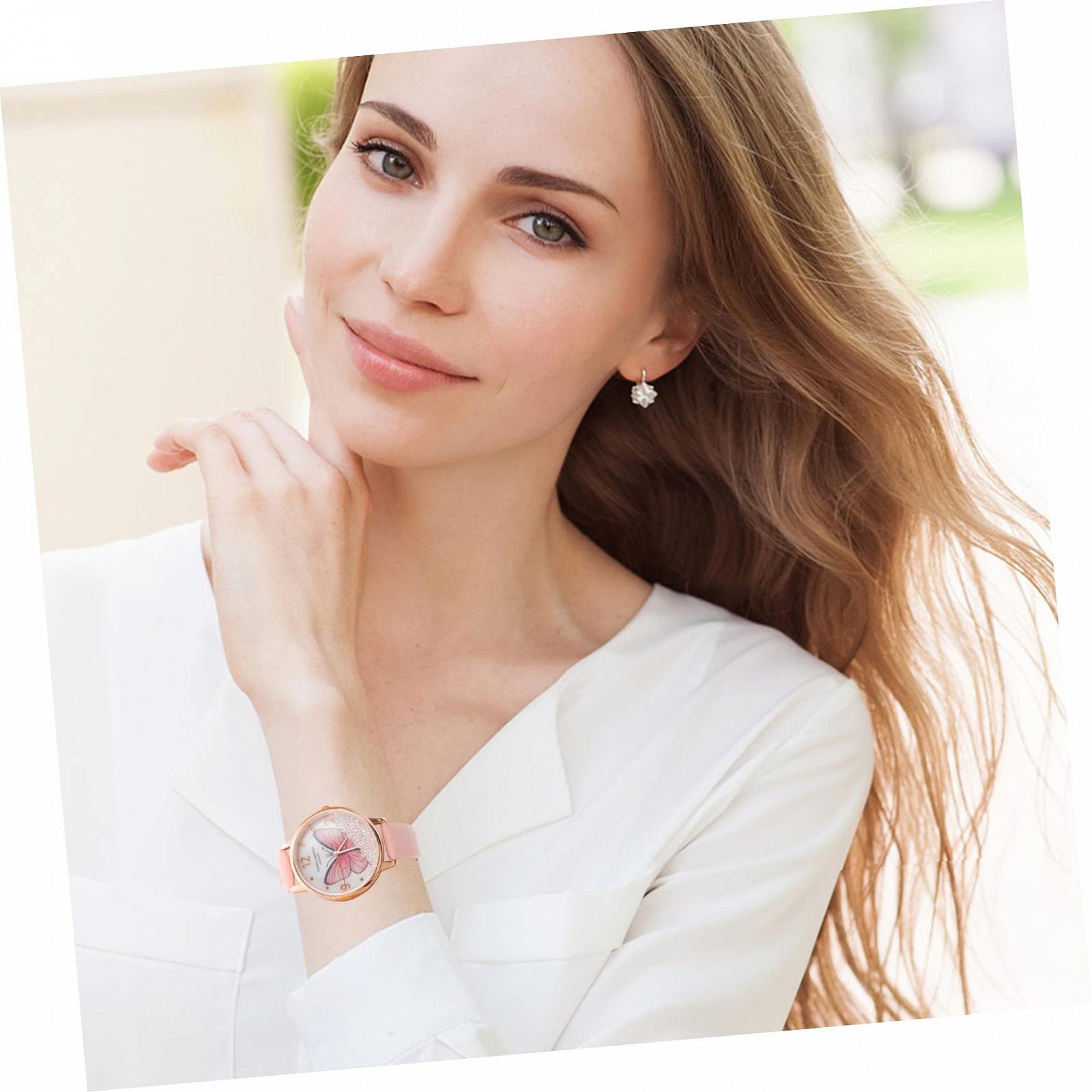 Часы LIFKOME Кварцевые С Кожаным Ремешком С Дизайном Бабочки Большие Цифры Устойчивые К Царапинам Удобные в Носке, фото №9