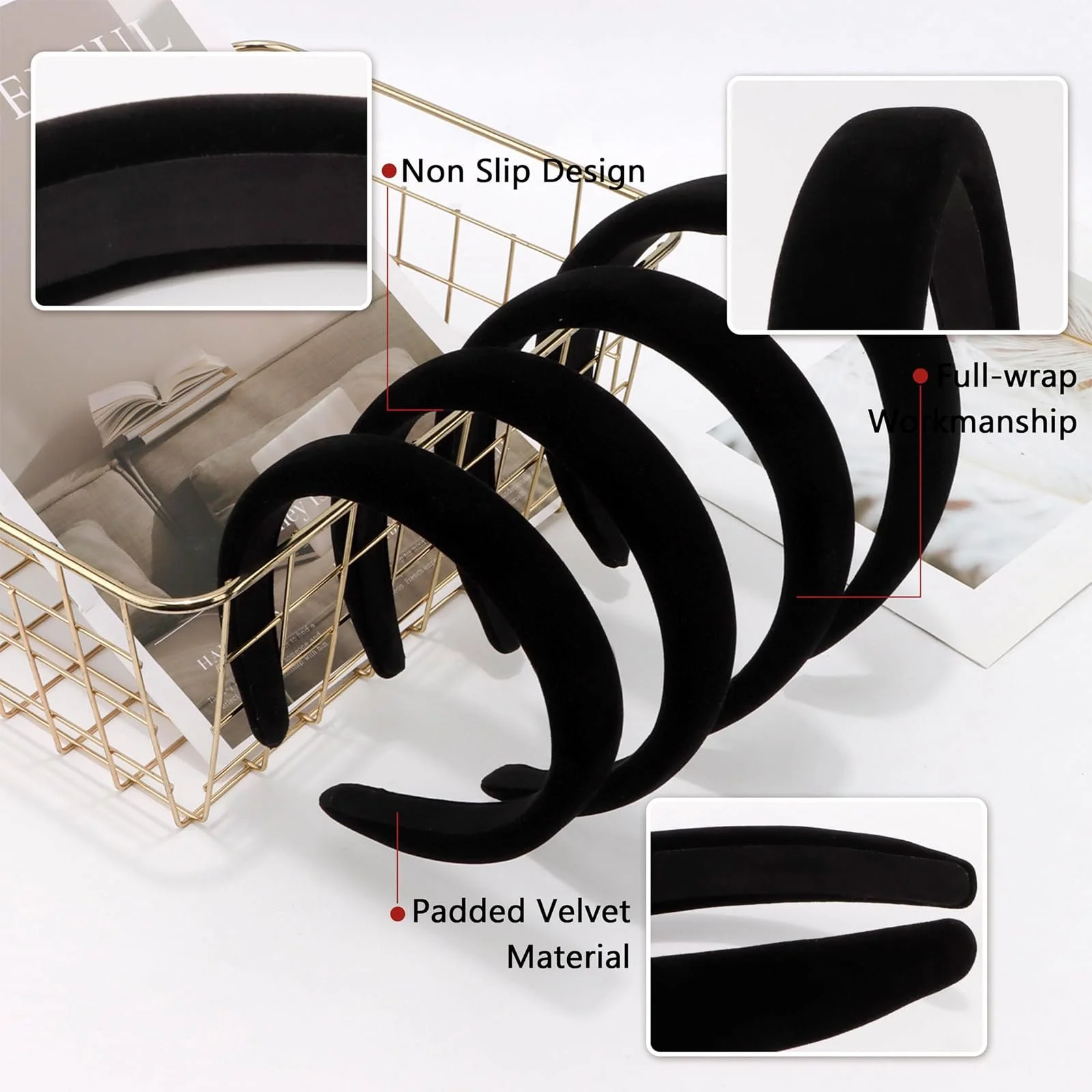 Набір оксамитових жіночих обручів для волосся 4 шт, фото №4 Набір оксамитових жіночих обручів для волосся 4 шт, фото №4