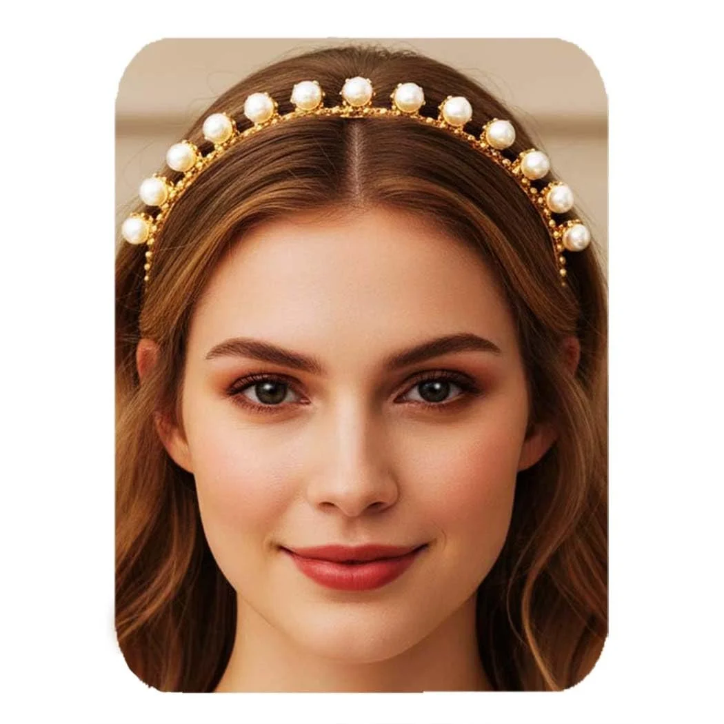 Обруч Reaky Перли Золото Вінтажний, фото №1