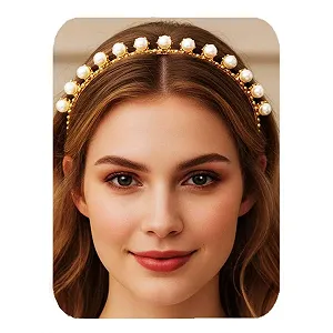 Обруч Reaky Жемчуг Золото Винтажный - Фото 1