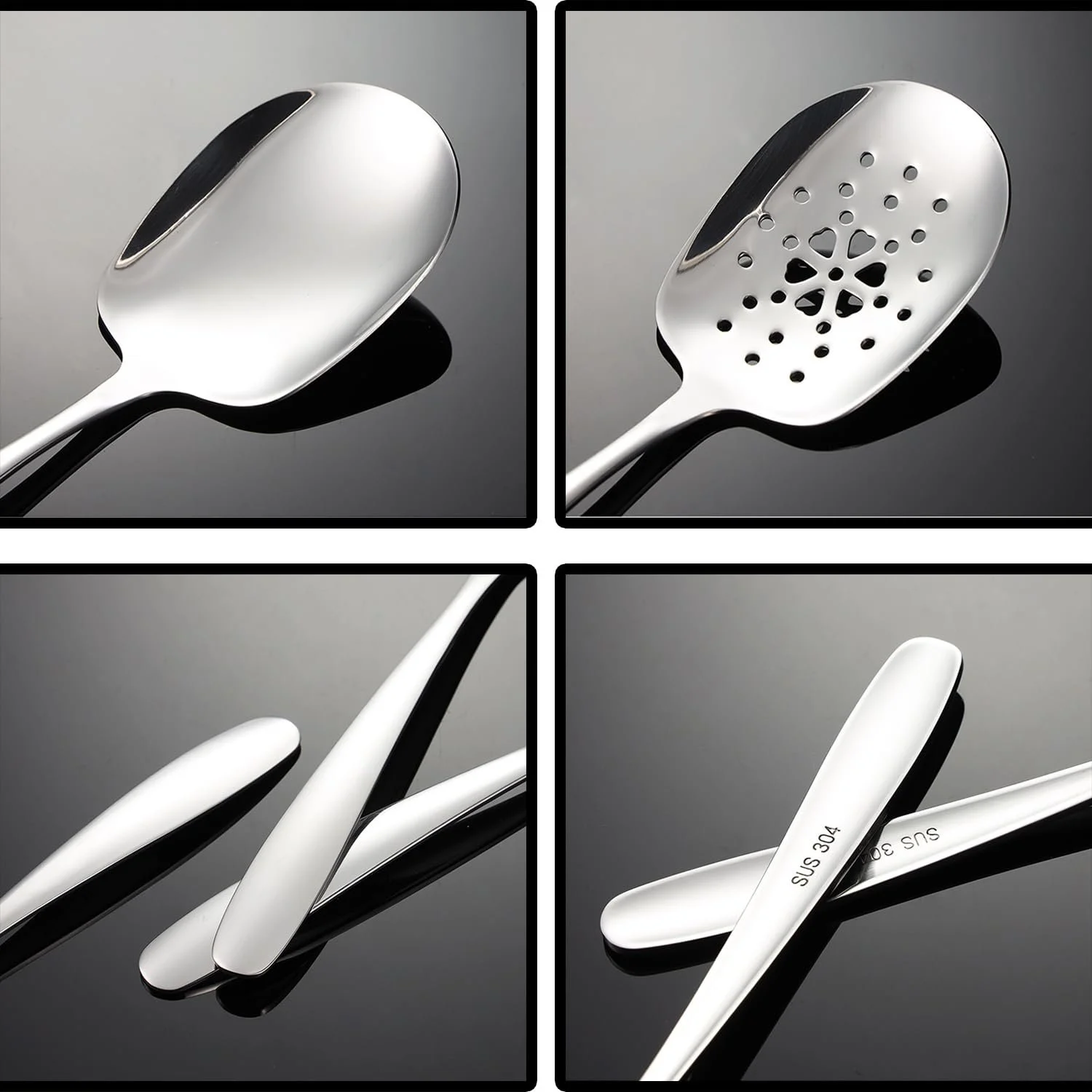 Ложка сервірувальна з прорізами з нержавіючої сталі, велика, фото №5