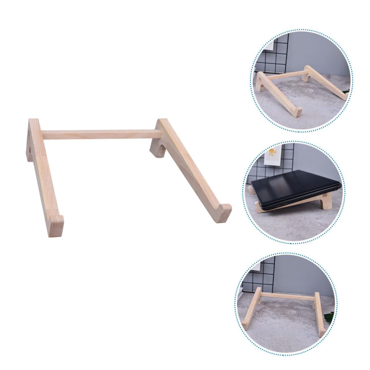 Підставка для ноутбука з масиву дерева, регульована, складана, для столу, компактна конструкція, підходить для ноутбуків, планшетів та книг, міцна, фото №8