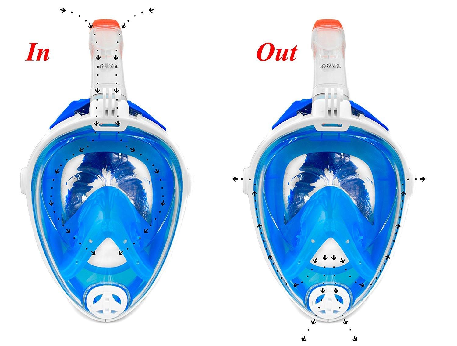 Маска для дайвінгу Aqua Speed, повнолицева маска для дорослих та дітей, маска для снорклінгу, панорамна маска 180°, повнолицева маска з трубкою, фото №4