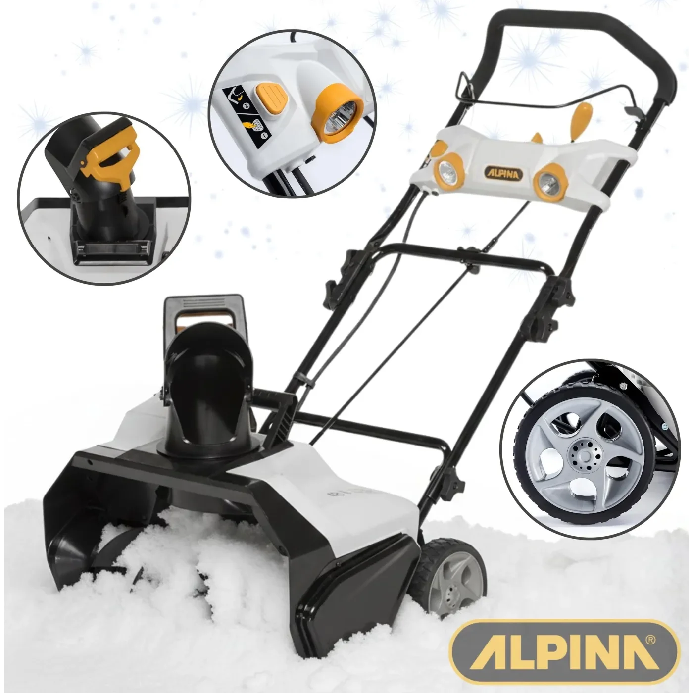 Снегоуборщик аккумуляторный Alpina AS 5148 Li / 48В / 51см ширина / 30см высота / LED-фары / Черный-Серый, фото №1 Снегоуборщик аккумуляторный Alpina AS 5148 Li / 48В / 51см ширина / 30см высота / LED-фары / Черный-Серый, фото №1