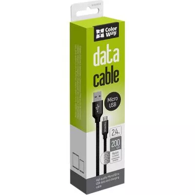 Дата кабель USB 2.0 AM to Micro 5P 2.0m black ColorWay (CW-CBUM009-BK), фото №1