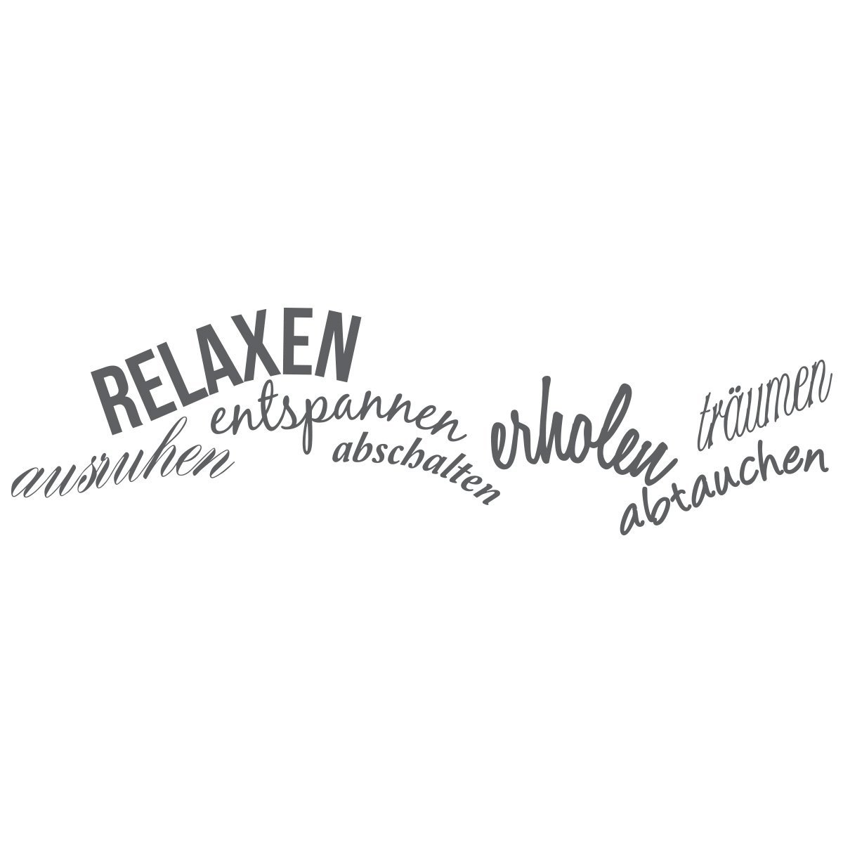 Наклейка на стіну Wall Tattoo Relax, Relax, Switch Off, Dive, Rest, Recover, Dream 130 x 35 см, Темно-сірий, фото №3