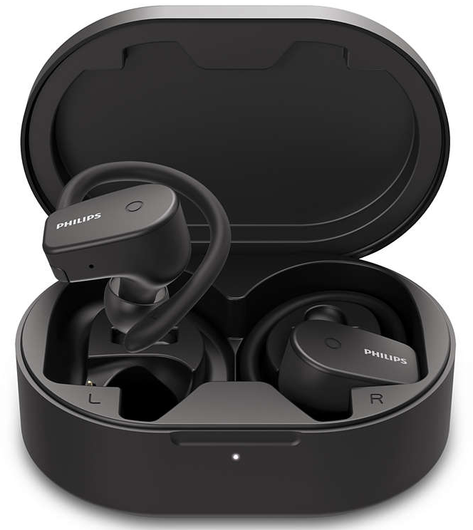 Беспроводные наушники Philips TAA5202 / Bluetooth 5.1 / Влагозащита IPX7 / Быстрая зарядка / До 20 часов работы от кейса / Черные, фото №1