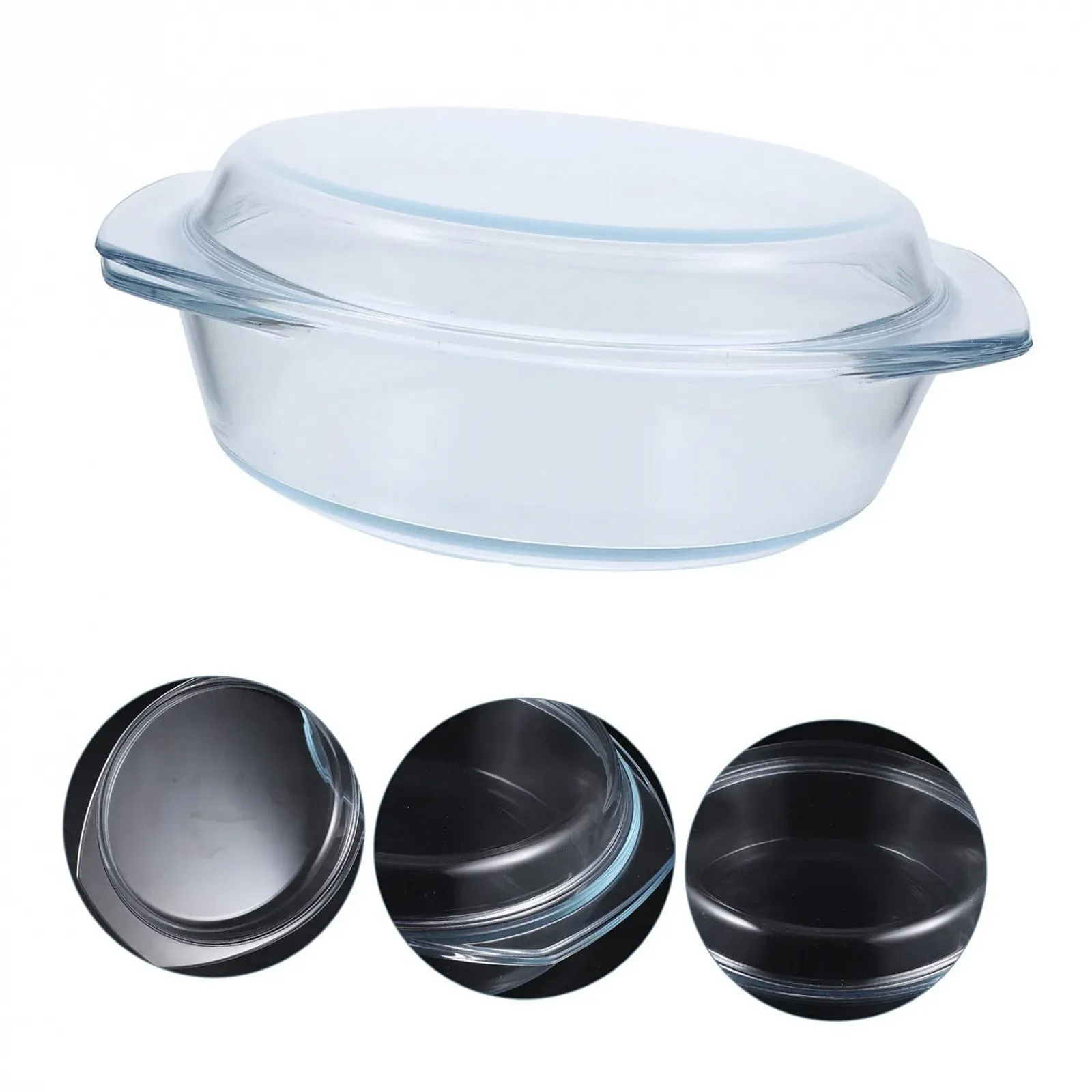 Кастрюля стеклянная VALICLUD круглая с крышкой для микроволновой печи и духовки, фото №7