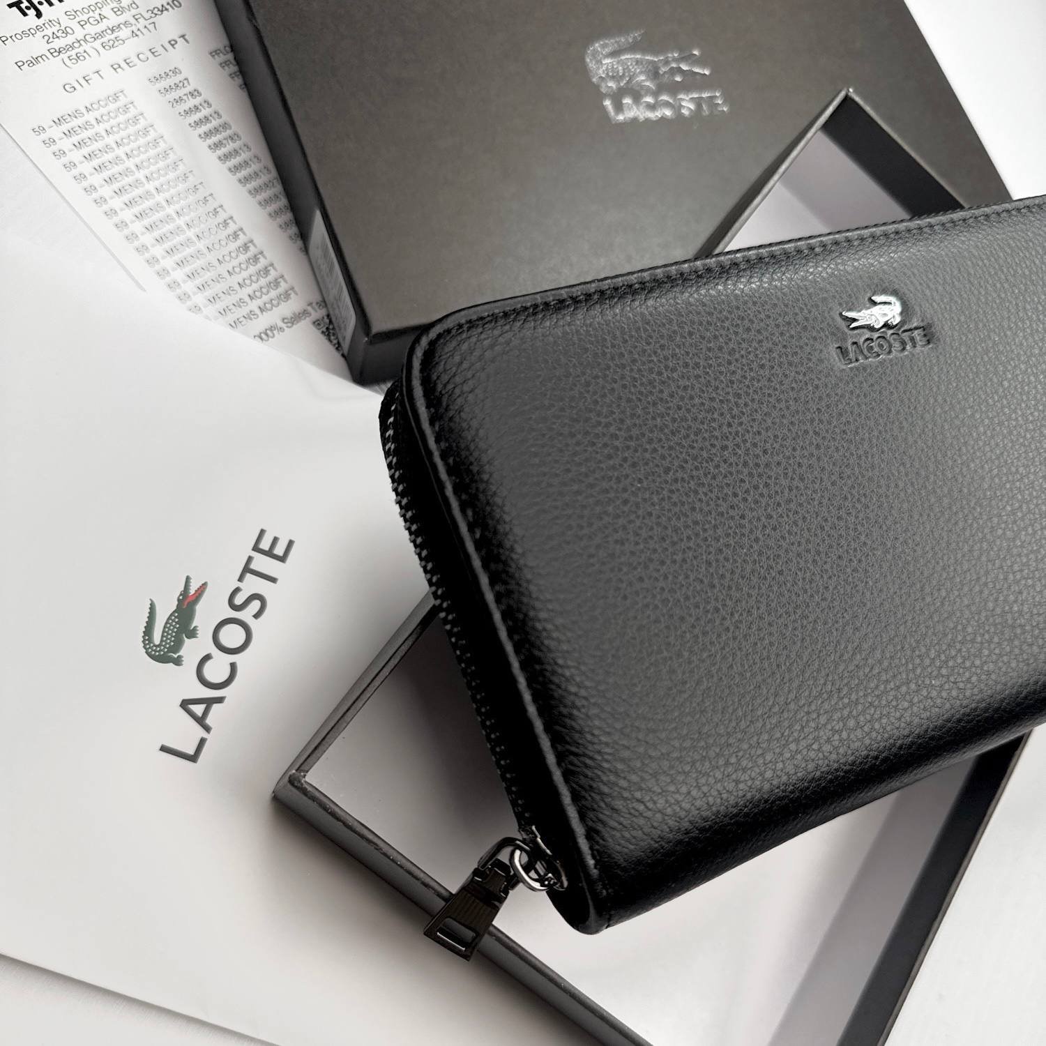 Чоловічий шкіряний гаманець на блискавці Lacoste, фото №6