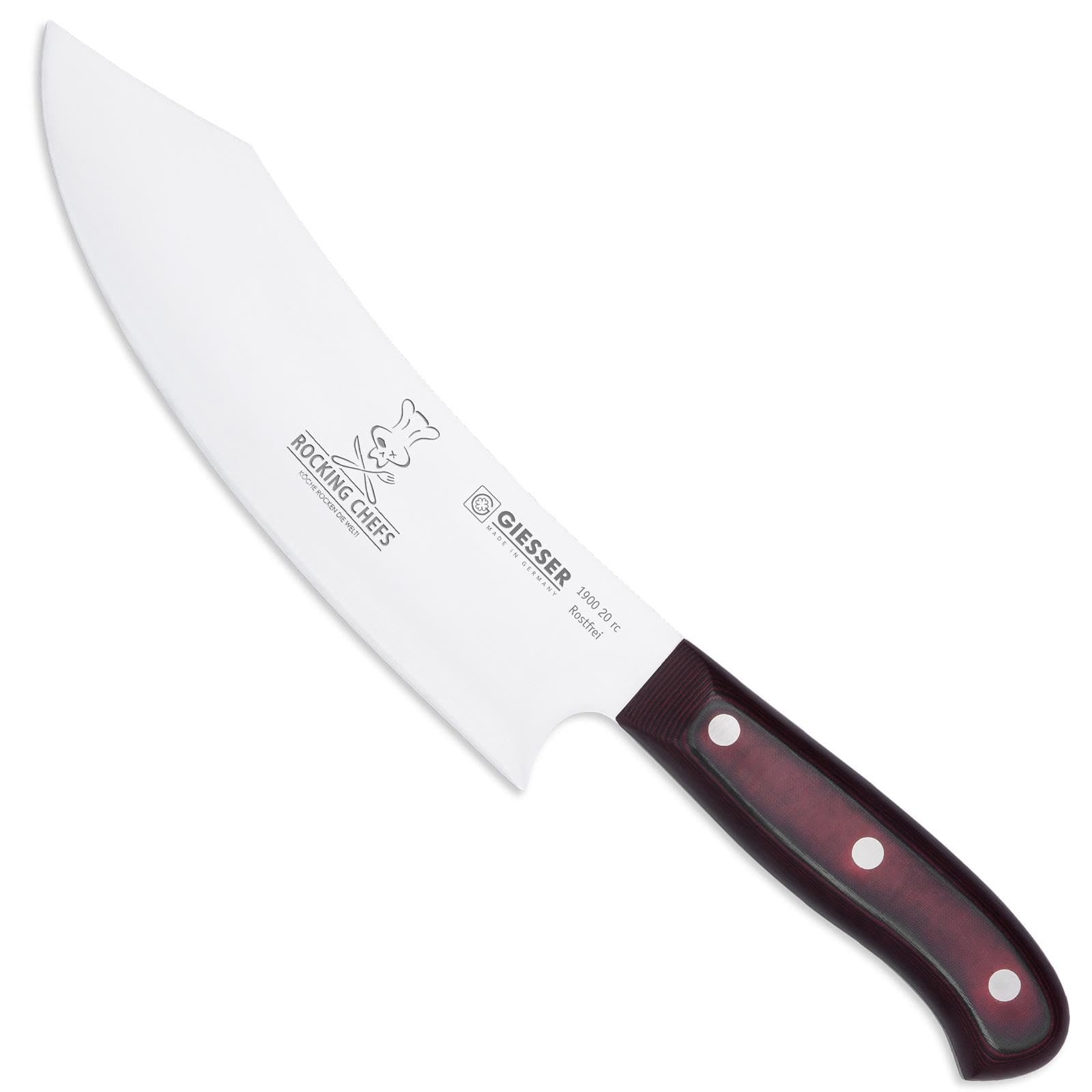 Набір ножів Giesser PremiumCut Rocking Chef 2 предмети: кухарський ніж 20 см, ніж для чищення овочів 10 см, Micarta, червоний, нержавіюча сталь, фото №5