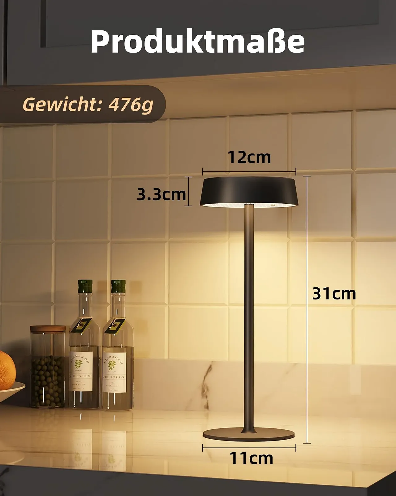 Настільна лампа EZVALO LED Wireless Touch Dimmable IP44 3600 mAh Rechargeable Bedside Lamp, фото №7