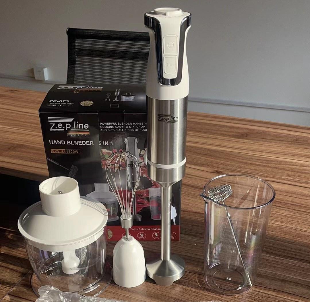 Мощный погружной блендер измельчитель 5в1 Zepline ZP-073 1500ВТ Белый, фото №2