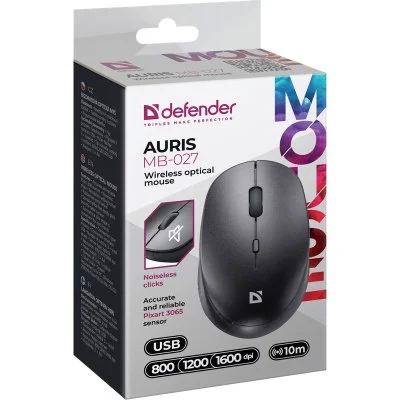 Мышка Defender Auris MB-027 Silent Wireless Black (52027), фото №5 Мышка Defender Auris MB-027 Silent Wireless Black (52027), фото №5