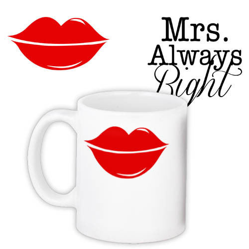 Кружки Presentville с принтом "Mrs Always Right" 330 мл  KR_L135, фото №1
