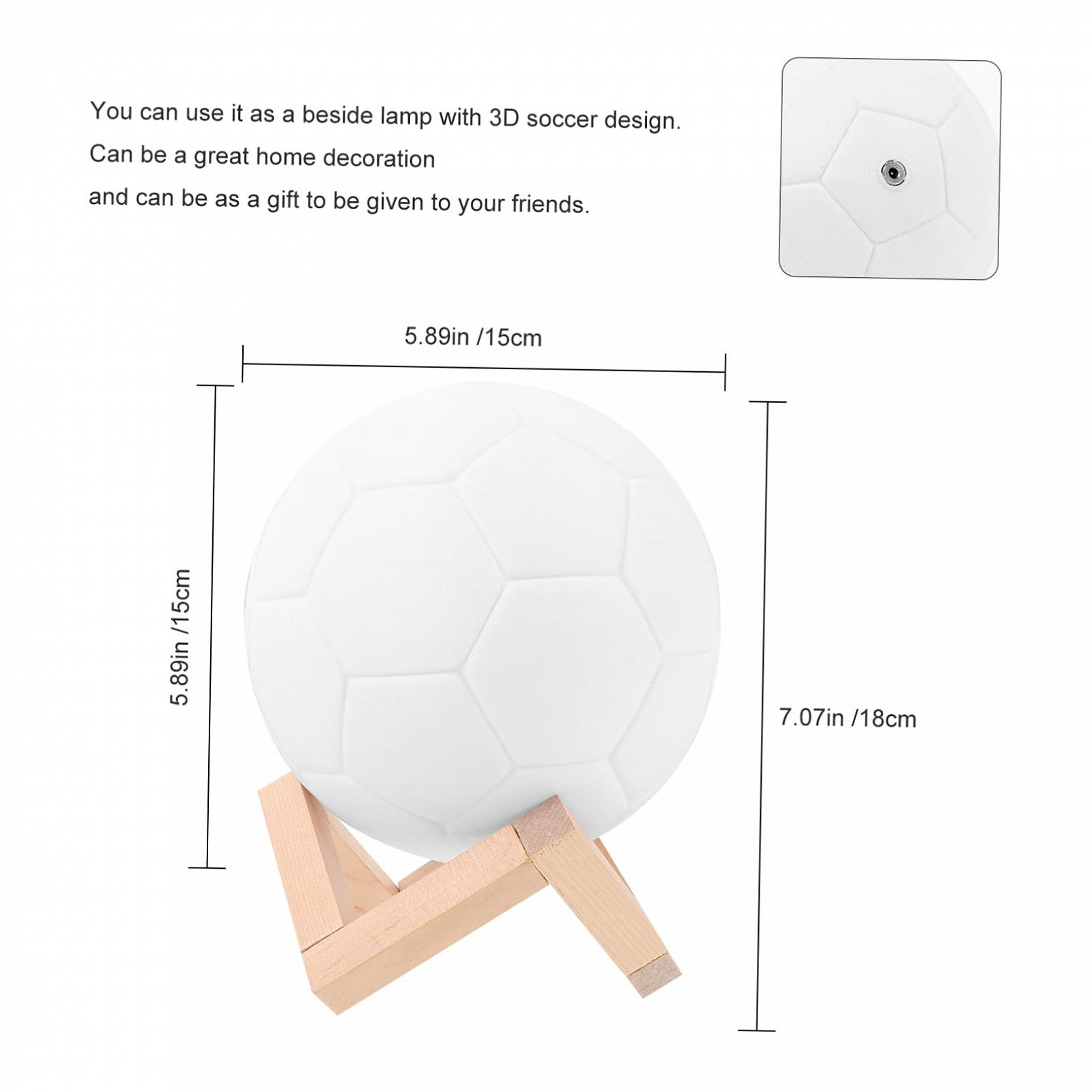 Нічник Housoutil 1 x Football з дерев'яним пультом дистанційного керування 3D, фото №6