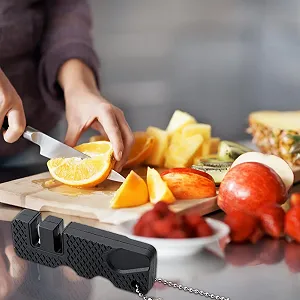 Точилка для ножей 3-ступенчатая портативная с эргономичной ручкой synthetic.ua - Фото 1