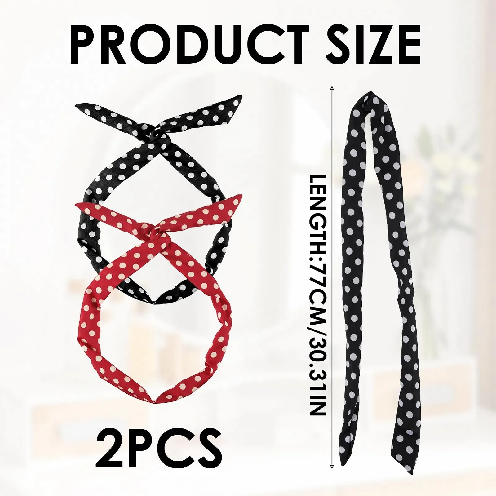 Набір пов'язок на голову в горошок для дівчат та жінок, фото №2