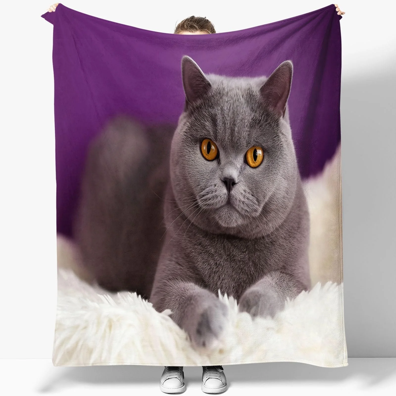 М'який плед Einfachheit Kätzchen Fotografie, високоякісний фланель, сіро-фіолетовий, 200 x 200 см, фото №5