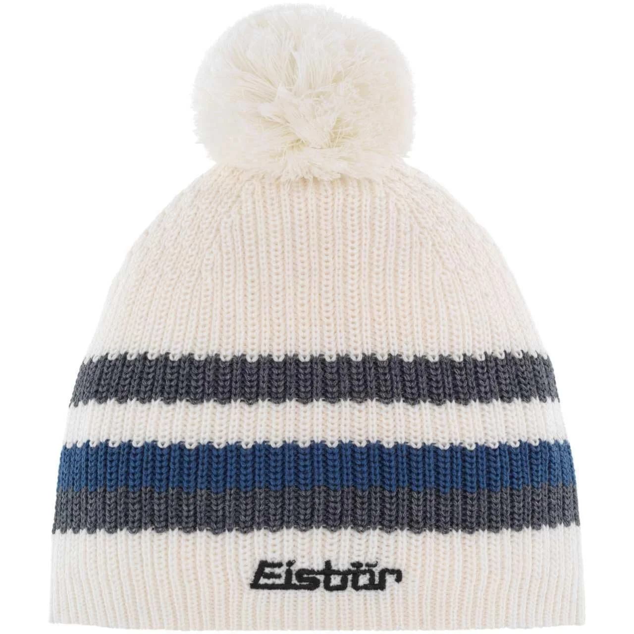 Шапка с помпоном Eisbär Blib OS RL Kids Milk-Anthra-h.Cobalt Молочный, фото №1