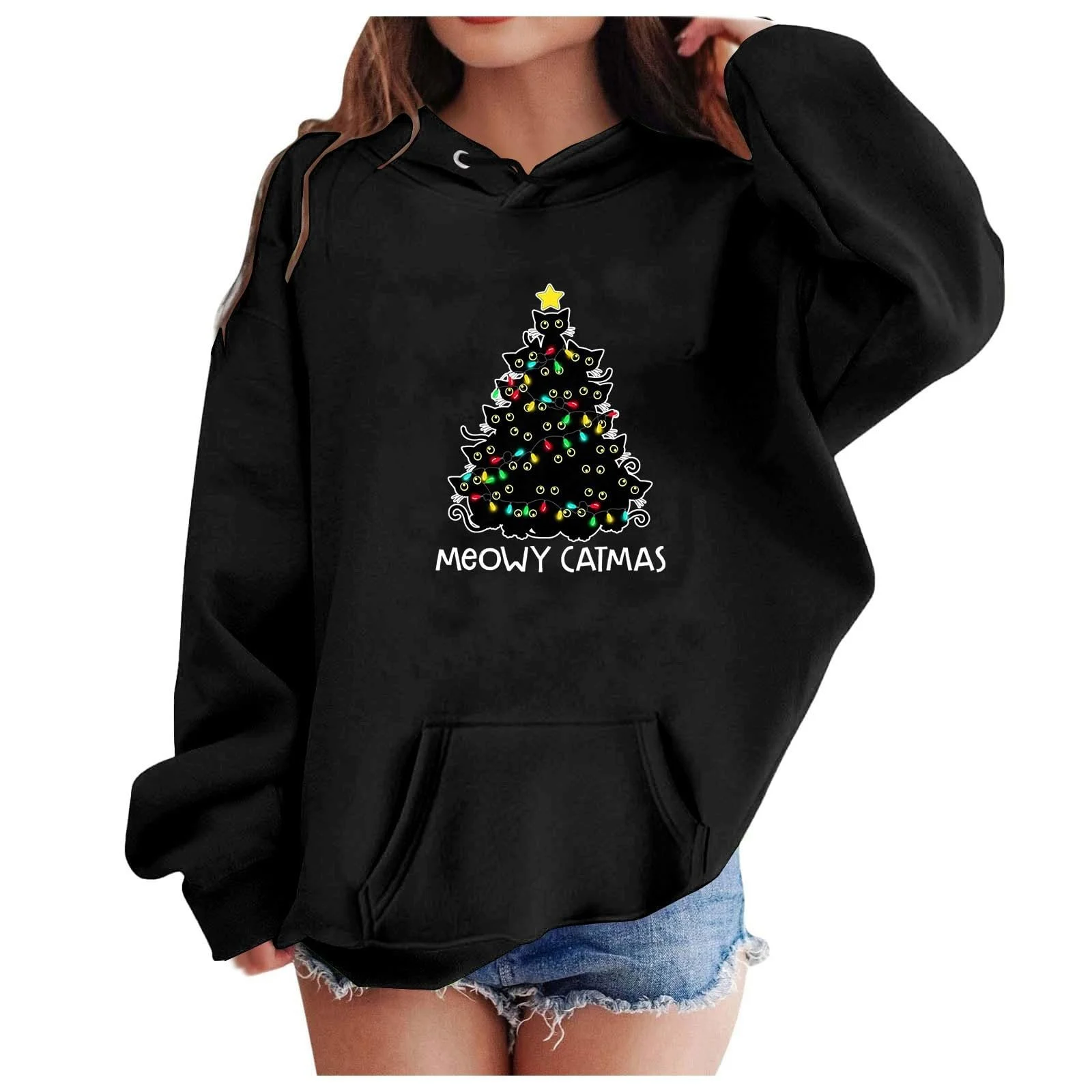 Різдвяний світшот Дитячий Повсякденний модний принт Довгий рукав Круглий виріз для дівчат, фото №1