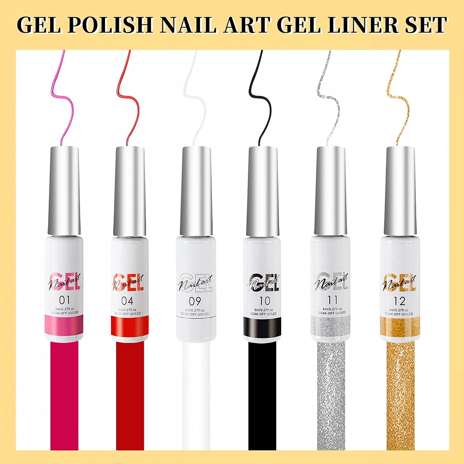 Гель-лак AIJIMEI для дизайну нігтів, 8 мл, набір з 6 кольорів, фото №2