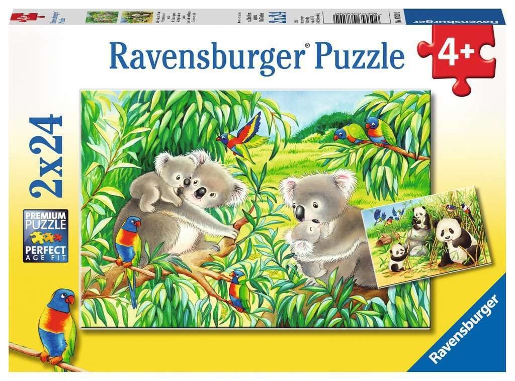 Дитячий пазл Ravensburger 07820 Cute Koalas and Pandas 2 x 24 деталі, фото №1