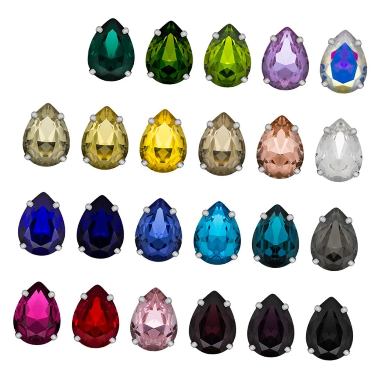 Хрустальные стразы Lurrose Каплевидные в оправе, 150 шт, смешанные цвета, фото №8