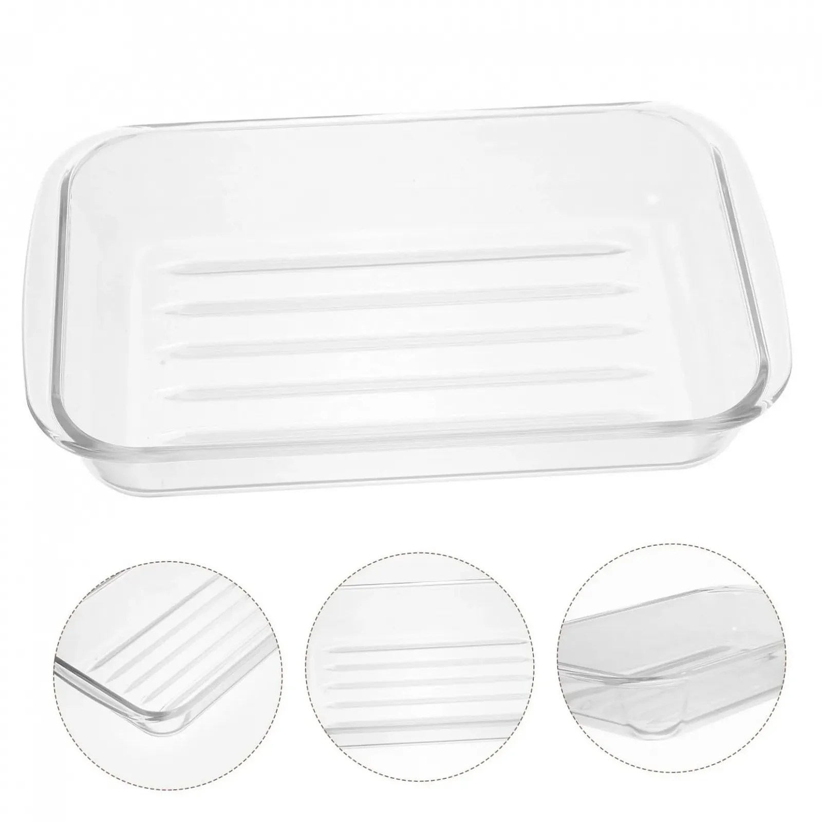 Форма для запікання скляна LIFKOME прямокутна з подвійними ручками Прозорий, фото №6 Форма для запікання скляна LIFKOME прямокутна з подвійними ручками Прозорий, фото №6