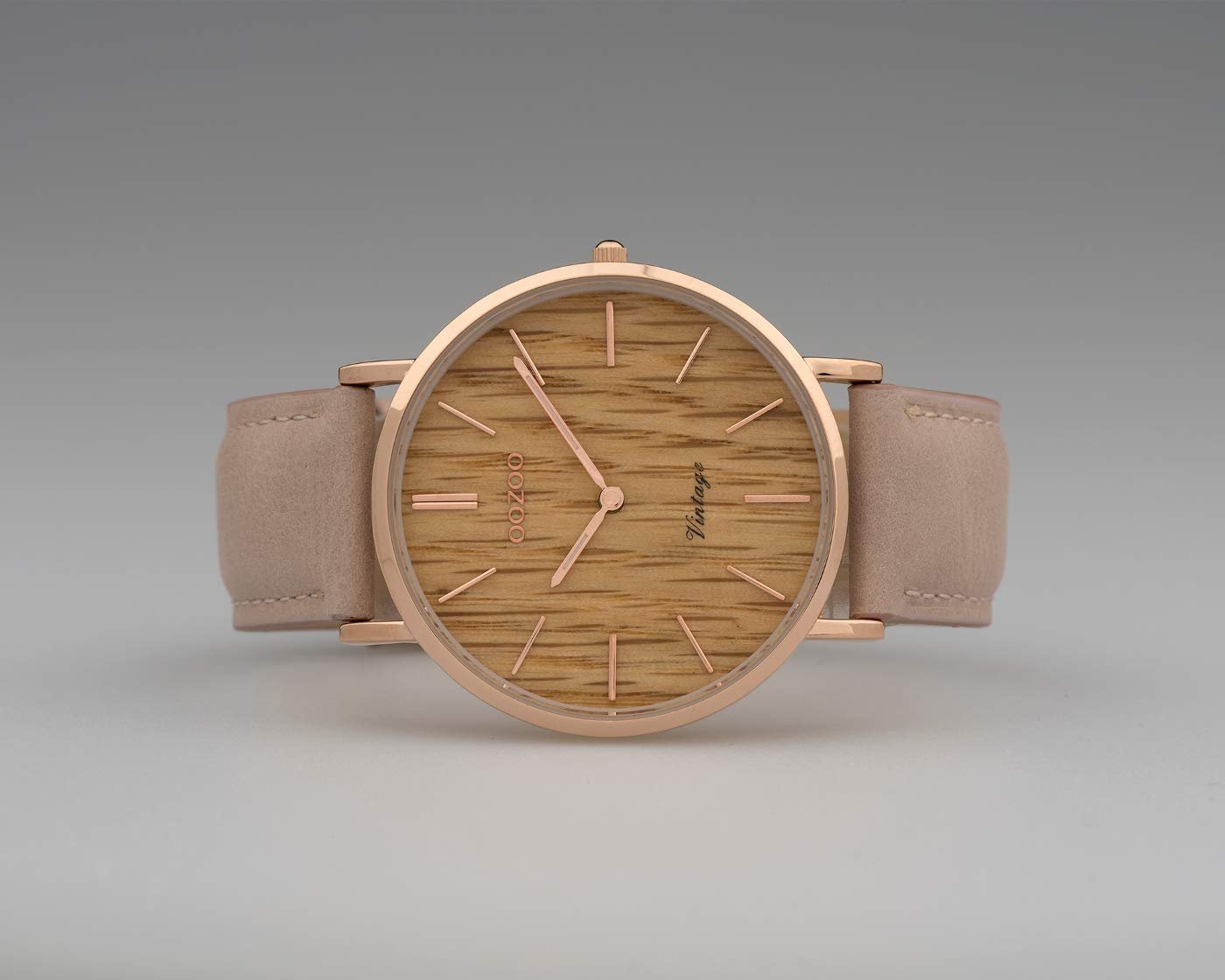Жіночий годинник Oozoo Flat Vintage з дерев'яним циферблатом і шкіряним ремінцем 40 мм, фото №4