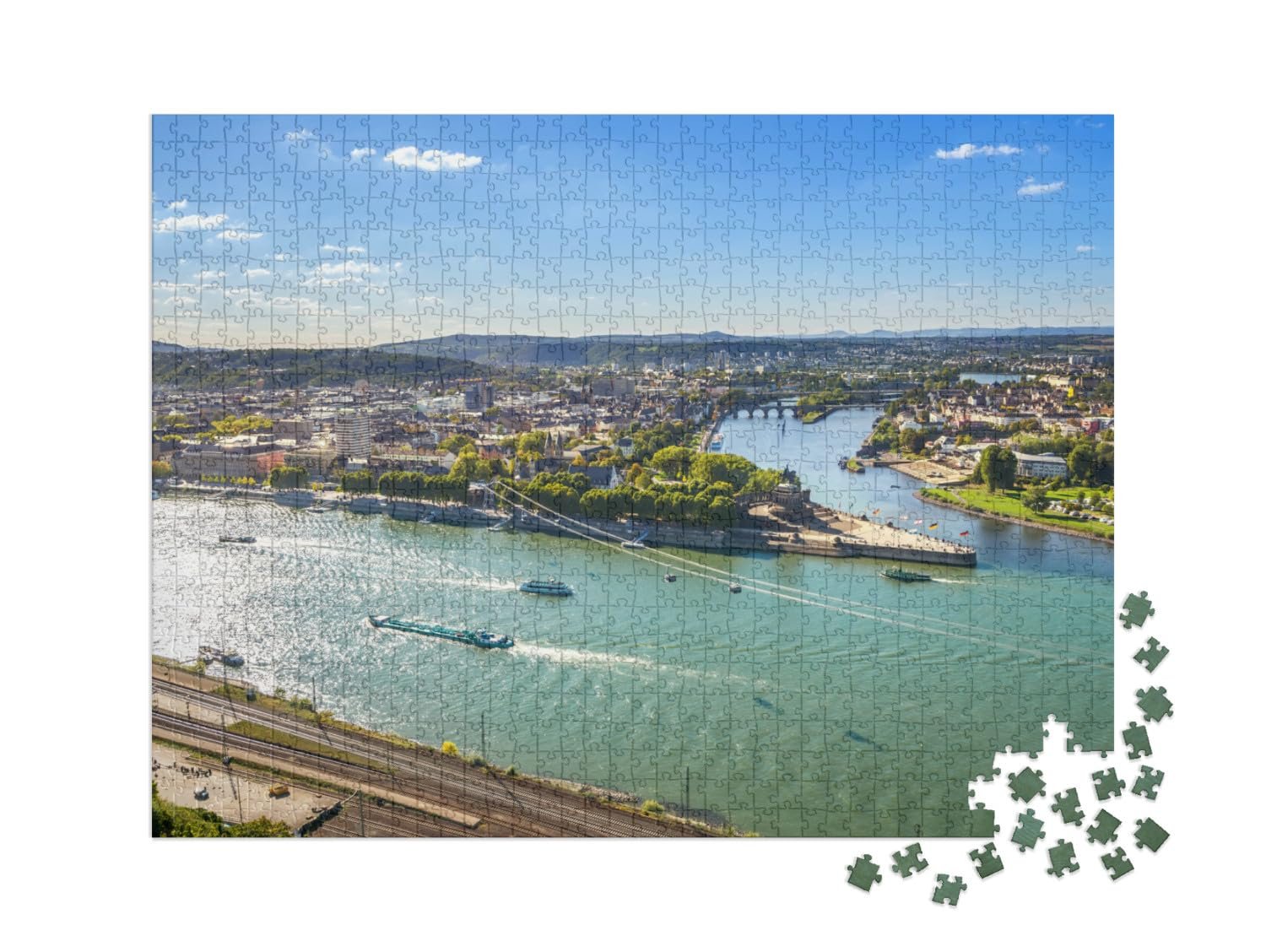 Пазл Puzzle Collection Rhein, Koblenz Koblenz, Deutsches Eck: Rhine and Mosel 1000 элементов XXL, фото №2