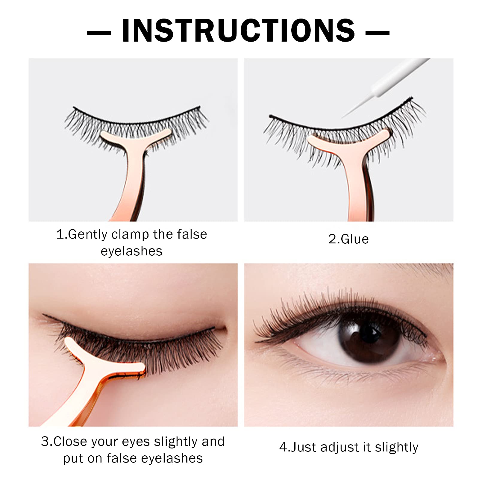 Щипці Sibba Eyelash Tweezers Applicator з нержавіючої сталі з вигнутим кінцем Fishtail для накладних вій кліп для нанесення та зняття щипців (1 x Рожеве золото), фото №4