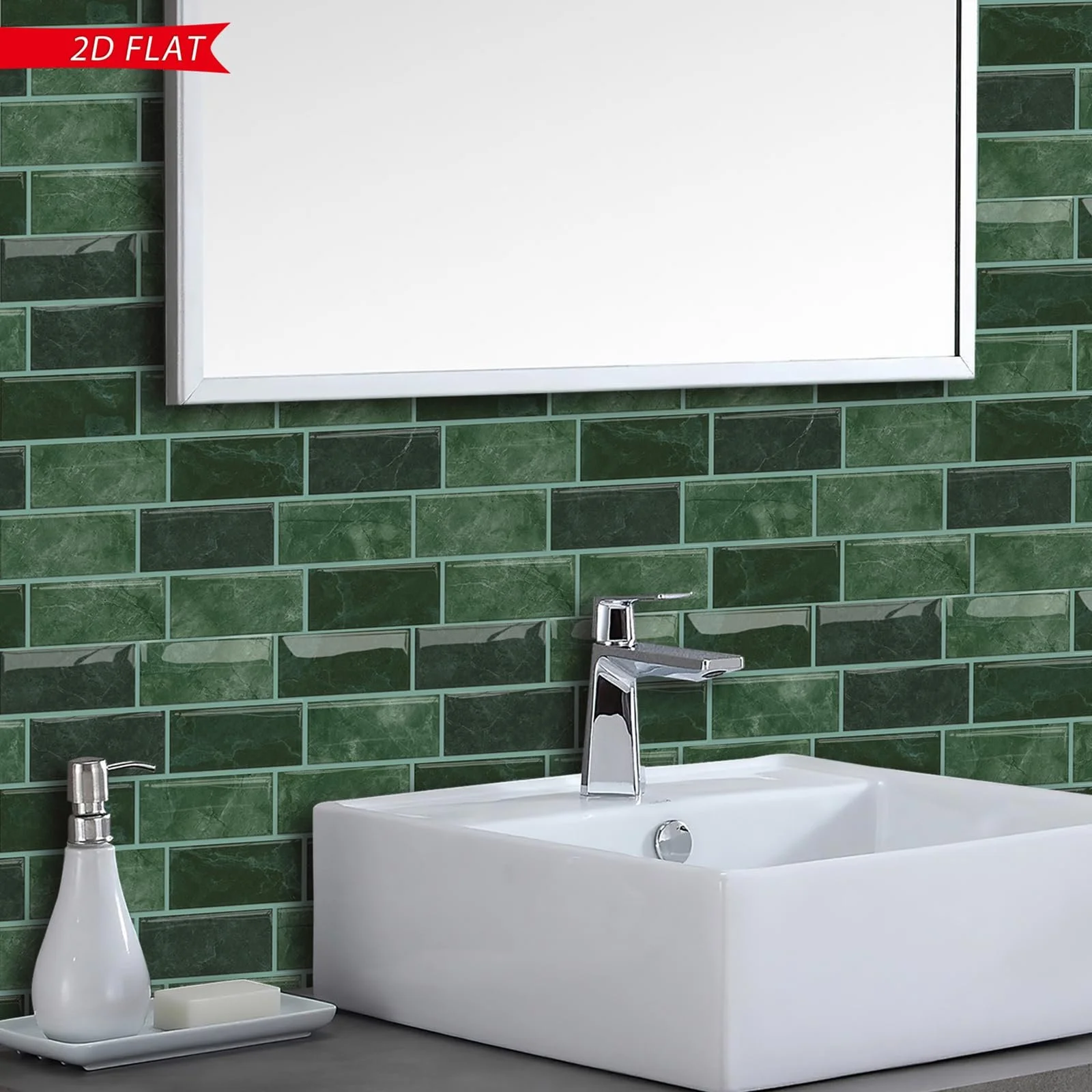 Наклейки на плитку HPNIUB Green Metro 30 x 30 см 10 шт., фото №6