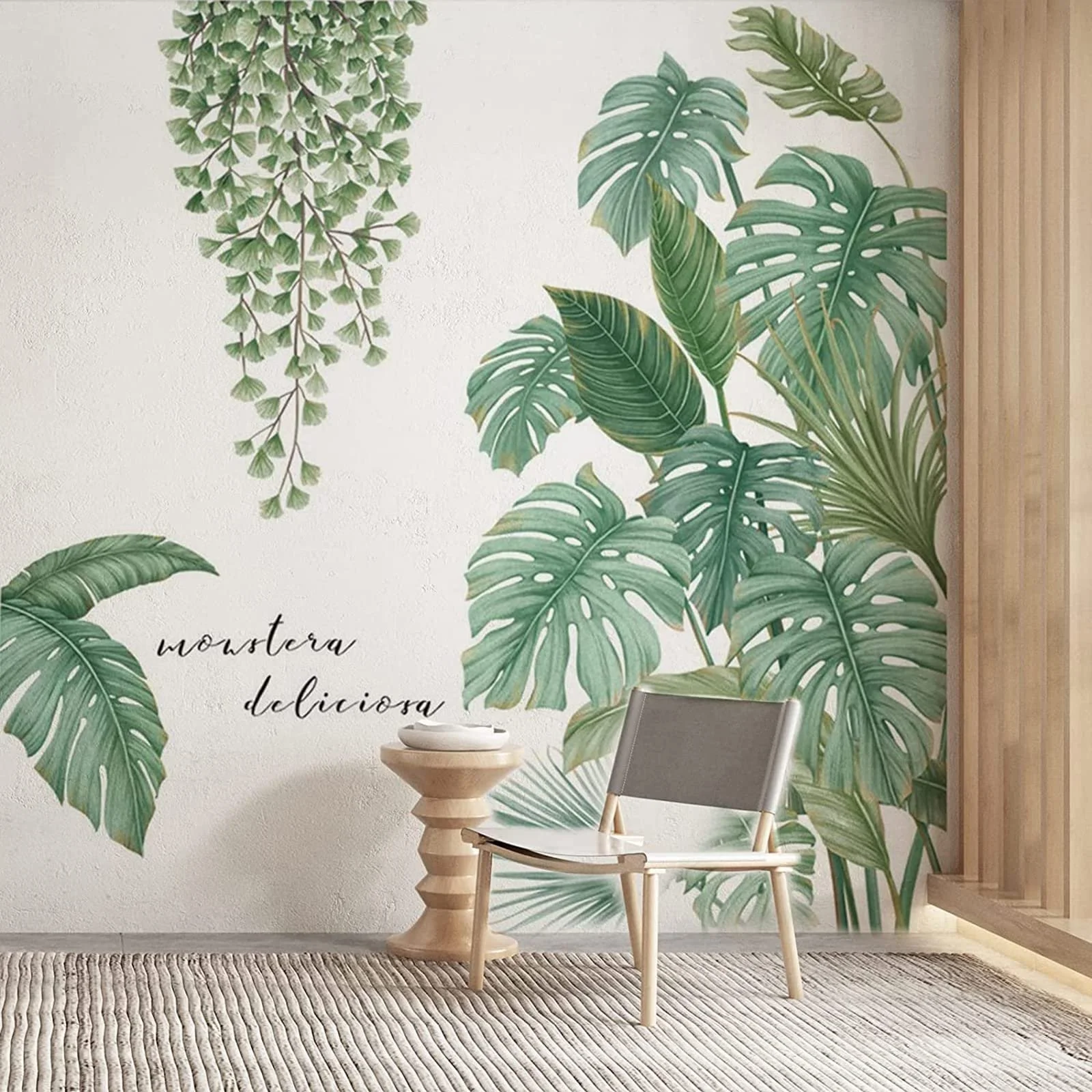 Наклейка на стену Зеленые тропические листья Монстера 90 x 30 см, фото №4