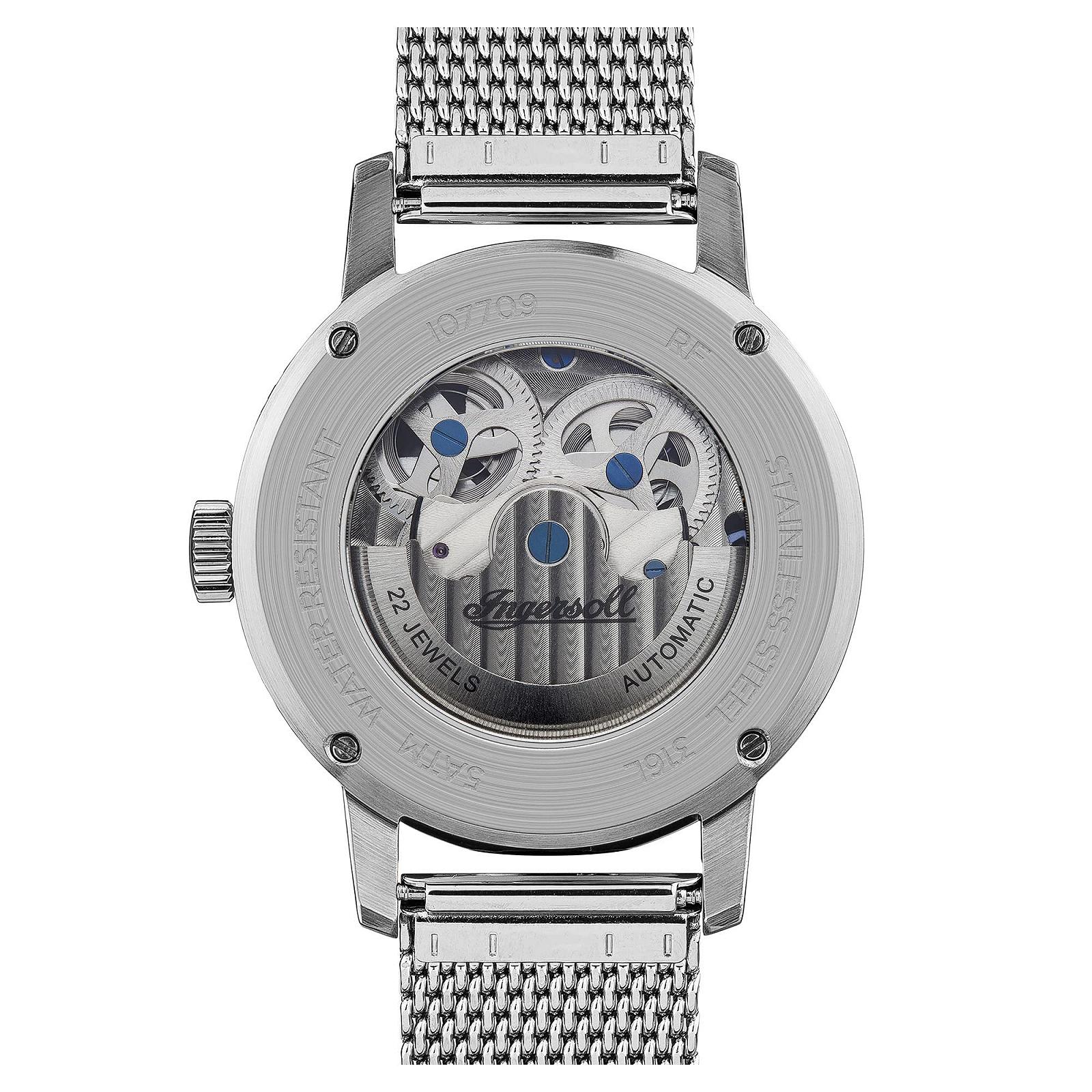 Часы Ingersoll The Jazz Мужские Автоматические Лунная Фаза 42 мм Скелетон Циферблат Миланский Сетчатый Ремешок, фото №5 Часы Ingersoll The Jazz Мужские Автоматические Лунная Фаза 42 мм Скелетон Циферблат Миланский Сетчатый Ремешок, фото №5