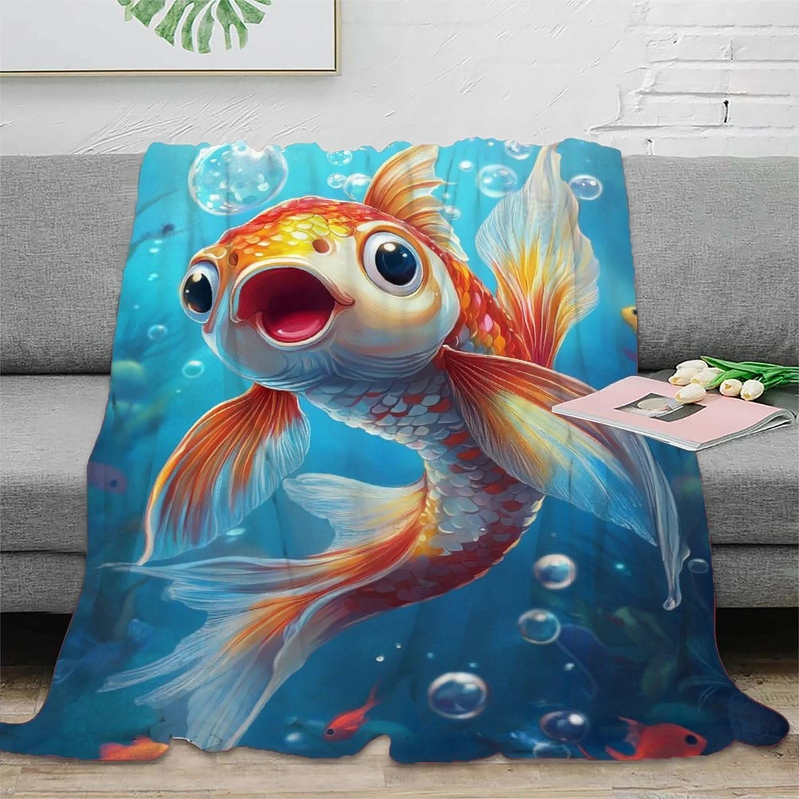 Покривало Бавовняна надм'яка Koi Fish Чотири сезони Багатоцільове покривало на ліжко Накидка на диван 3D 200x230 см, фото №2 Покривало Бавовняна надм'яка Koi Fish Чотири сезони Багатоцільове покривало на ліжко Накидка на диван 3D 200x230 см, фото №2