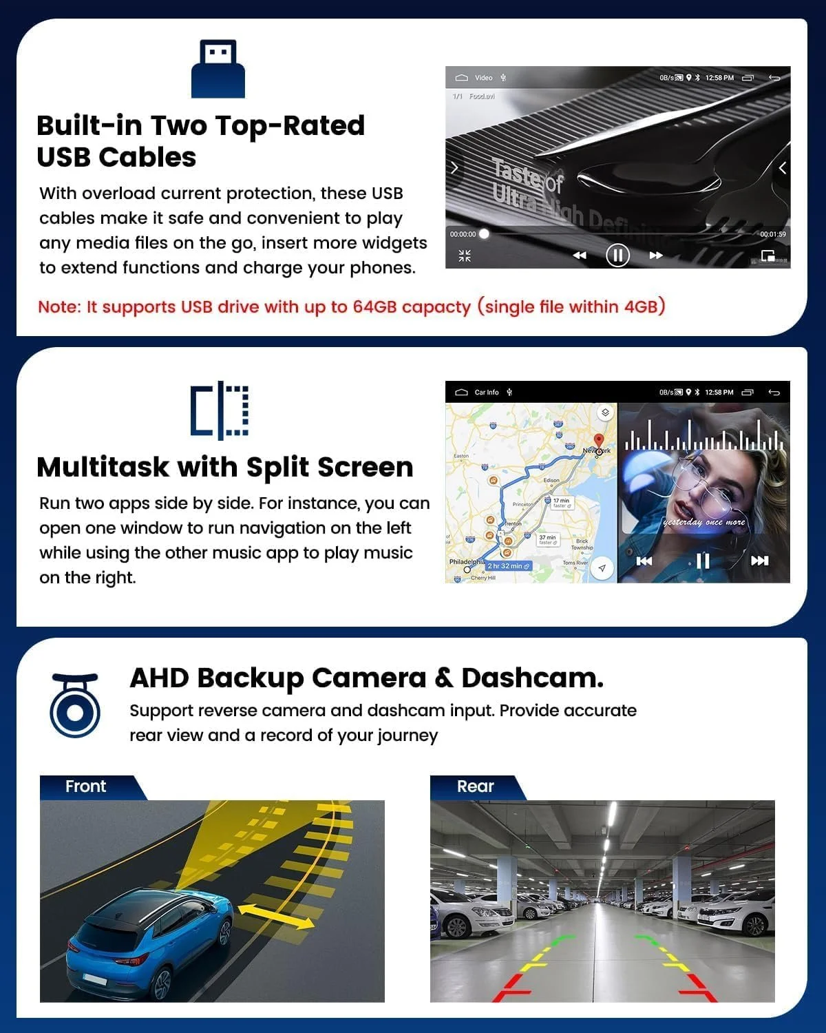 Автомагнитола Hikity / 7" / Сенсорная / 2/16Гб / Android 12 / Bluetooth / WI-FI / GPS / USB / AUX / 1DIN, фото №5
