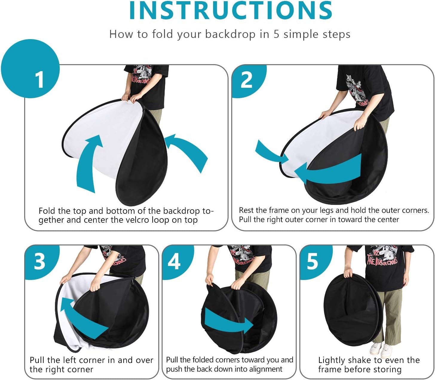 Складний фон Neewer / 1,5x2 м / Chromakey Біла - Чорна, фото №5