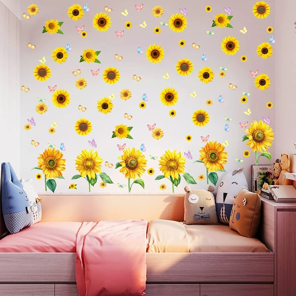 Наклейка на стіну Alnicov Соняшники та метелики 118 шт. Жовтий, фото №4 Наклейка на стіну Alnicov Соняшники та метелики 118 шт. Жовтий, фото №4