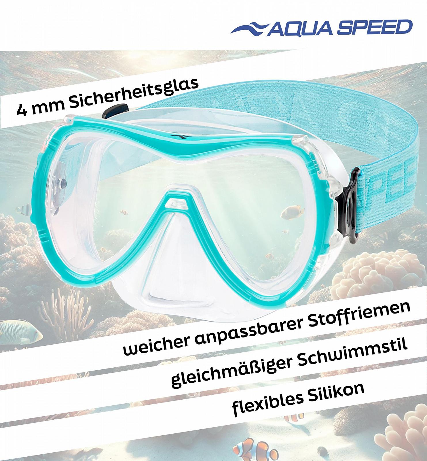 Маска для дайвінгу Aqua Speed RAY FS з тканинною пов'язкою на голову та загартованим склом для дорослих/молоді, фото №2