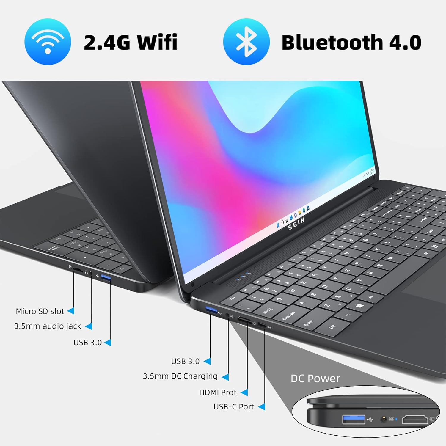 Ноутбук 15.6" SGIN M15 Pro-N Intel Celeron N4000 RAM 8GB SSD 256GB Windows 11, фото №5 Ноутбук 15.6" SGIN M15 Pro-N Intel Celeron N4000 RAM 8GB SSD 256GB Windows 11, фото №5