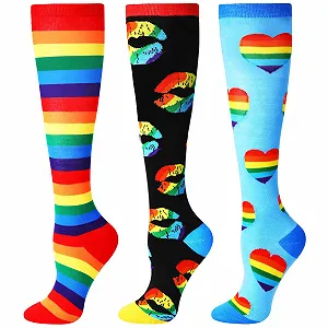 Носки Vicenpal 3 Пары Забавный Радужный Узор Женские Гольфы Ведьмы Красочные Подарки для Женщин Девушек, Классические цвета, Один размер подходит всем - Фото 1