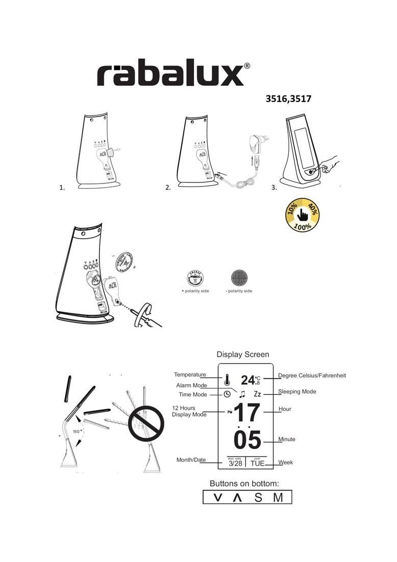 Настільна лампа Rabalux Lionel 3516 LED 5 Вт 33.5 x 24.5 x 7 см Біла, фото №5