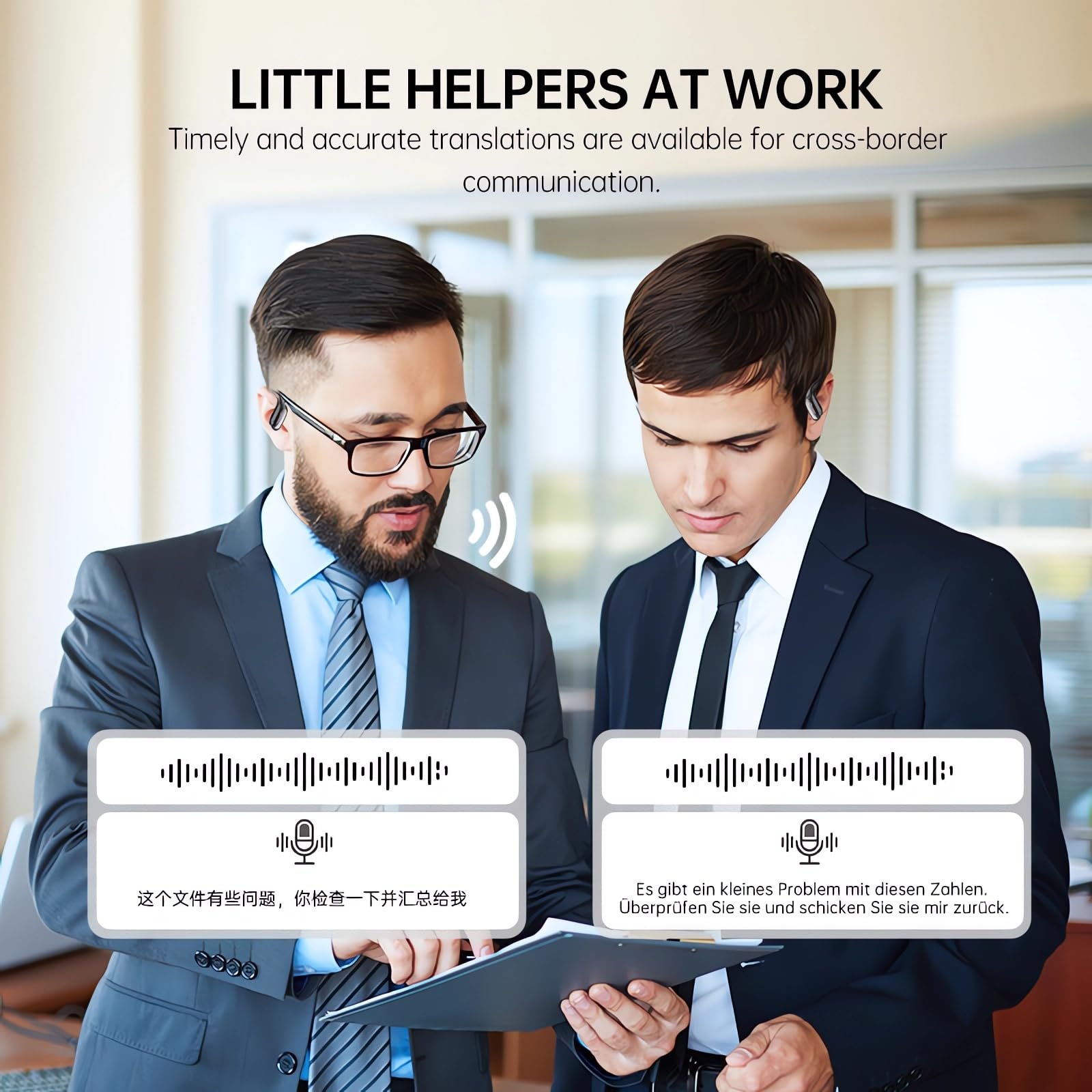 Наушники-переводчики AI Voice Translation Real Time 3 в 1 Open Ear Wireless Bluetooth 144 языка 75 ч Bluetooth 5.4, фото №6