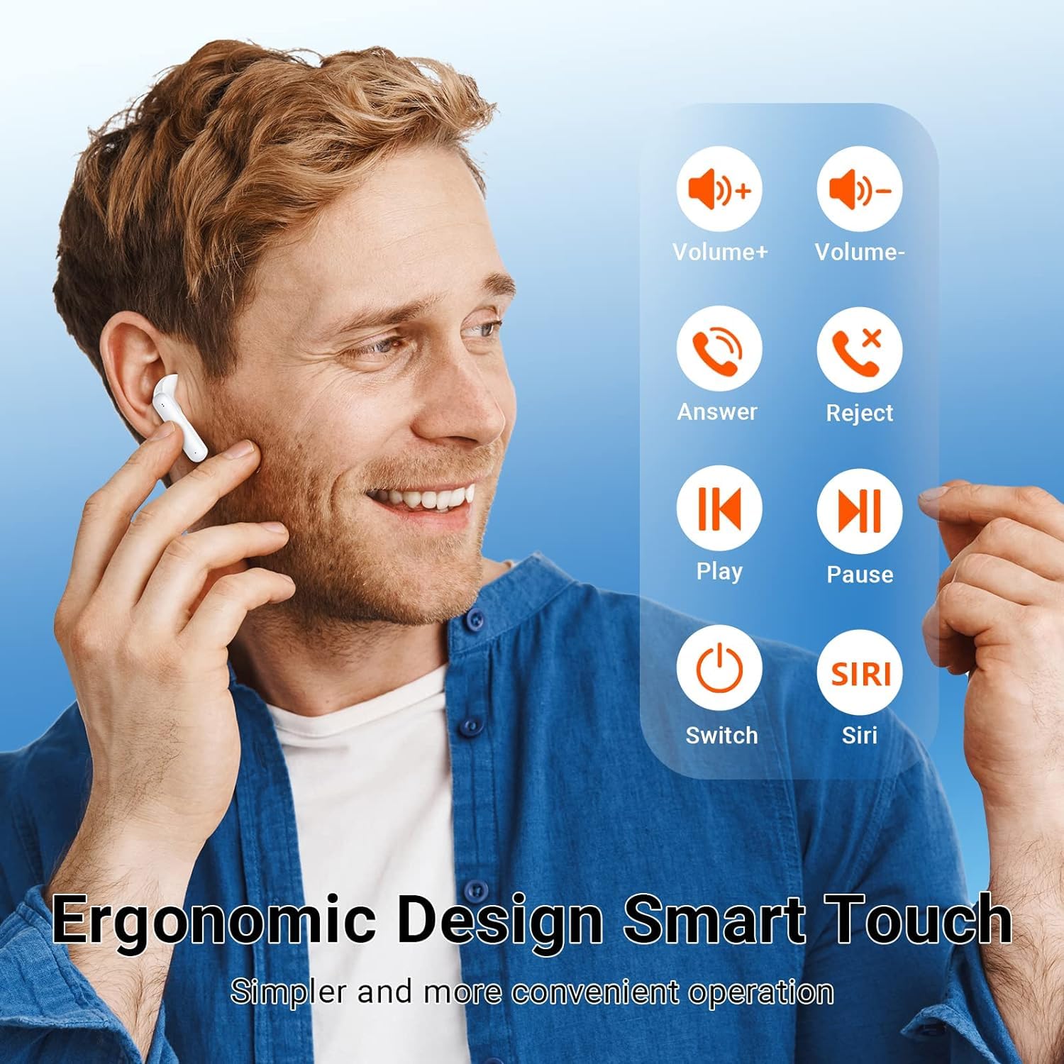 Наушники Bluetooth Air Buds Pods Внутриканальные Bluetooth 5.3 Беспроводные наушники Air Pro Шумоподавление для погружающего звука IPX7 Водонепроницаемые Смарт сенсорные Беспроводные для iPhone, фото №3