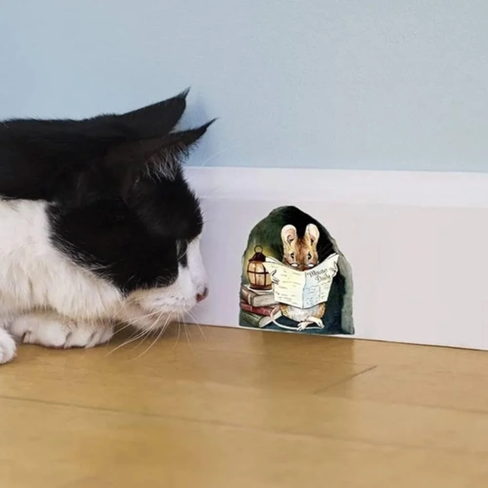 Наклейка на стіну 3D Мишача нора реалістична водостійка для спальні дитячої, фото №2