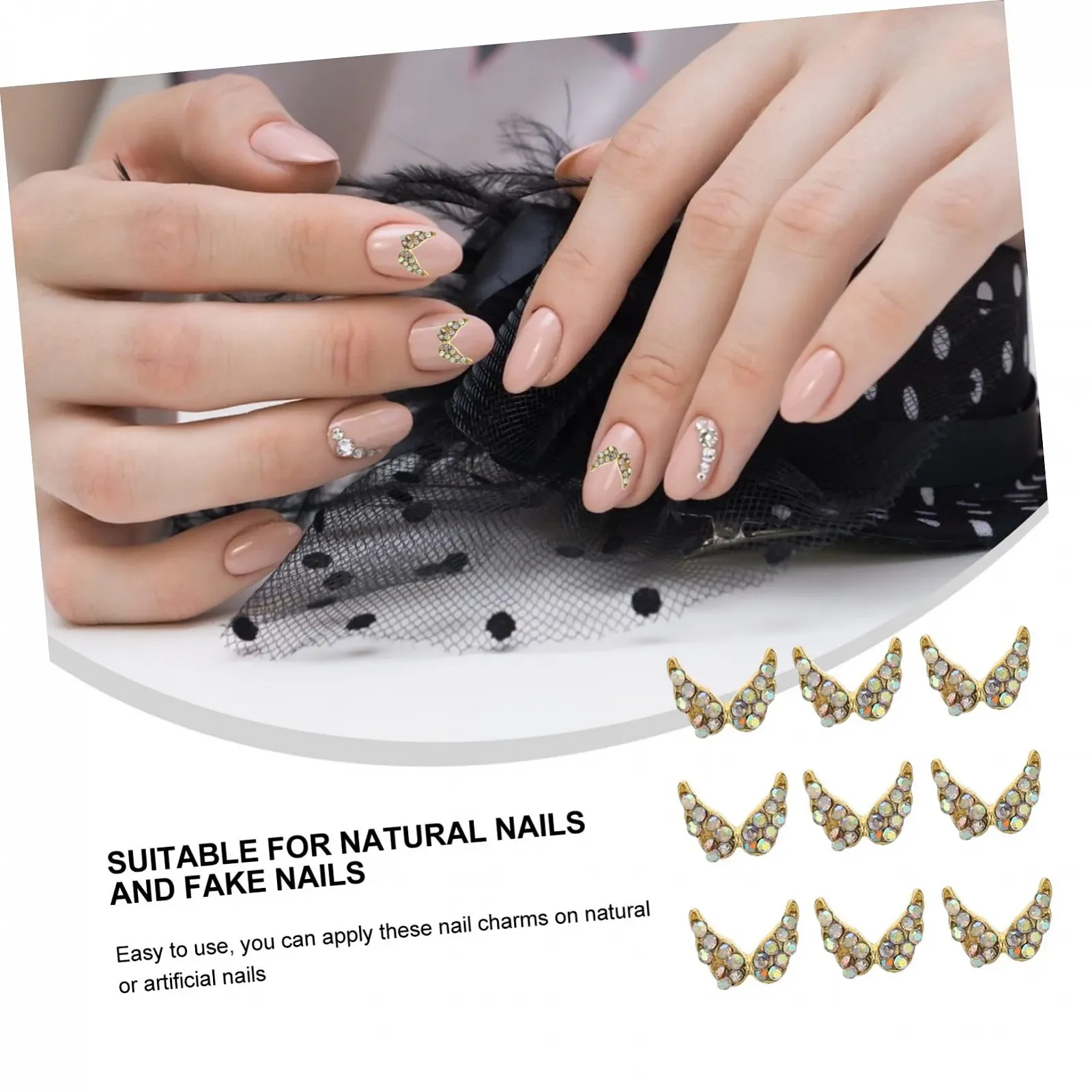 Стразы для ногтей Сердце 20шт 3D сплав, фото №7