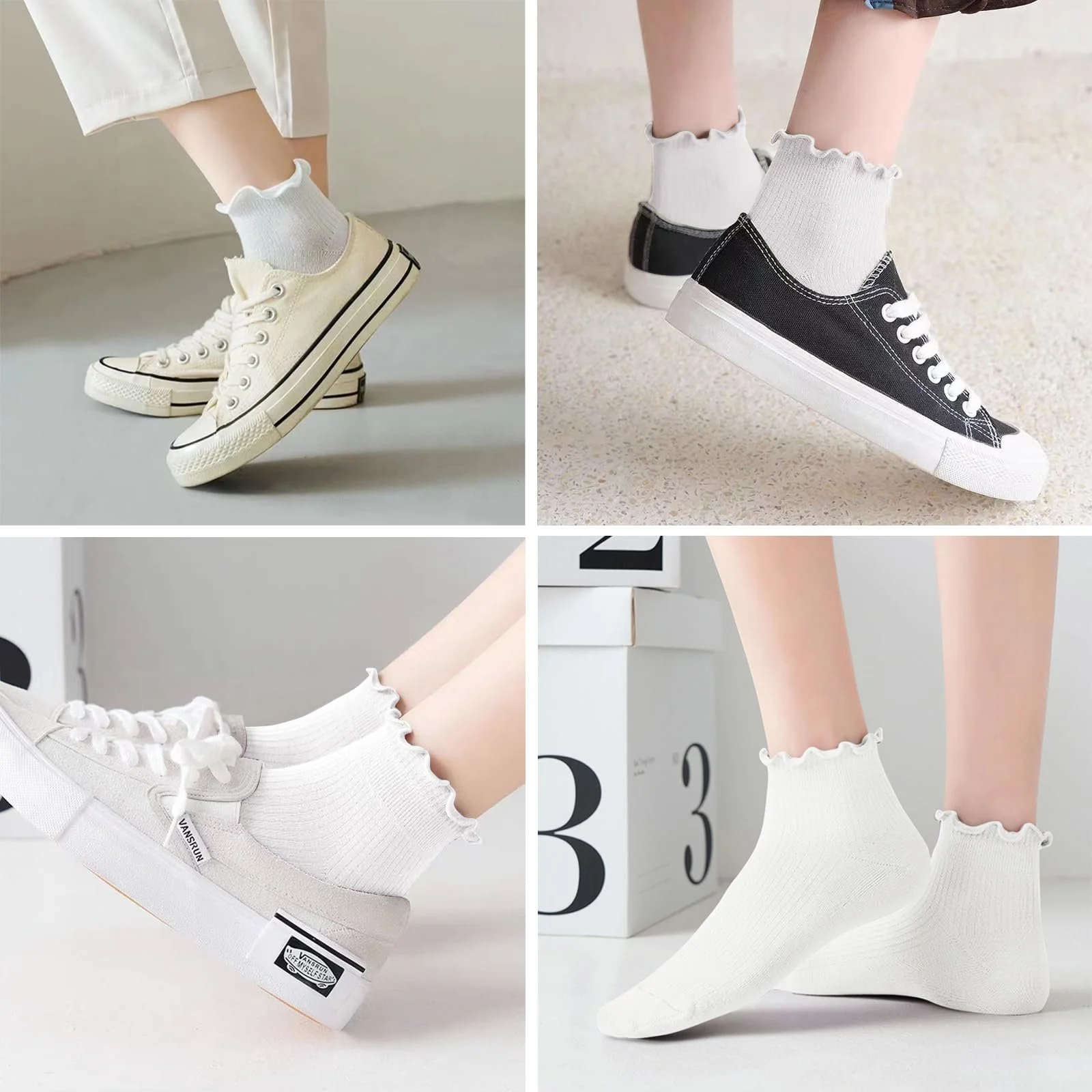 Носки с рюшами, 8 пар, белые носки принцессы для женщин и девочек, белый, 38, фото №7