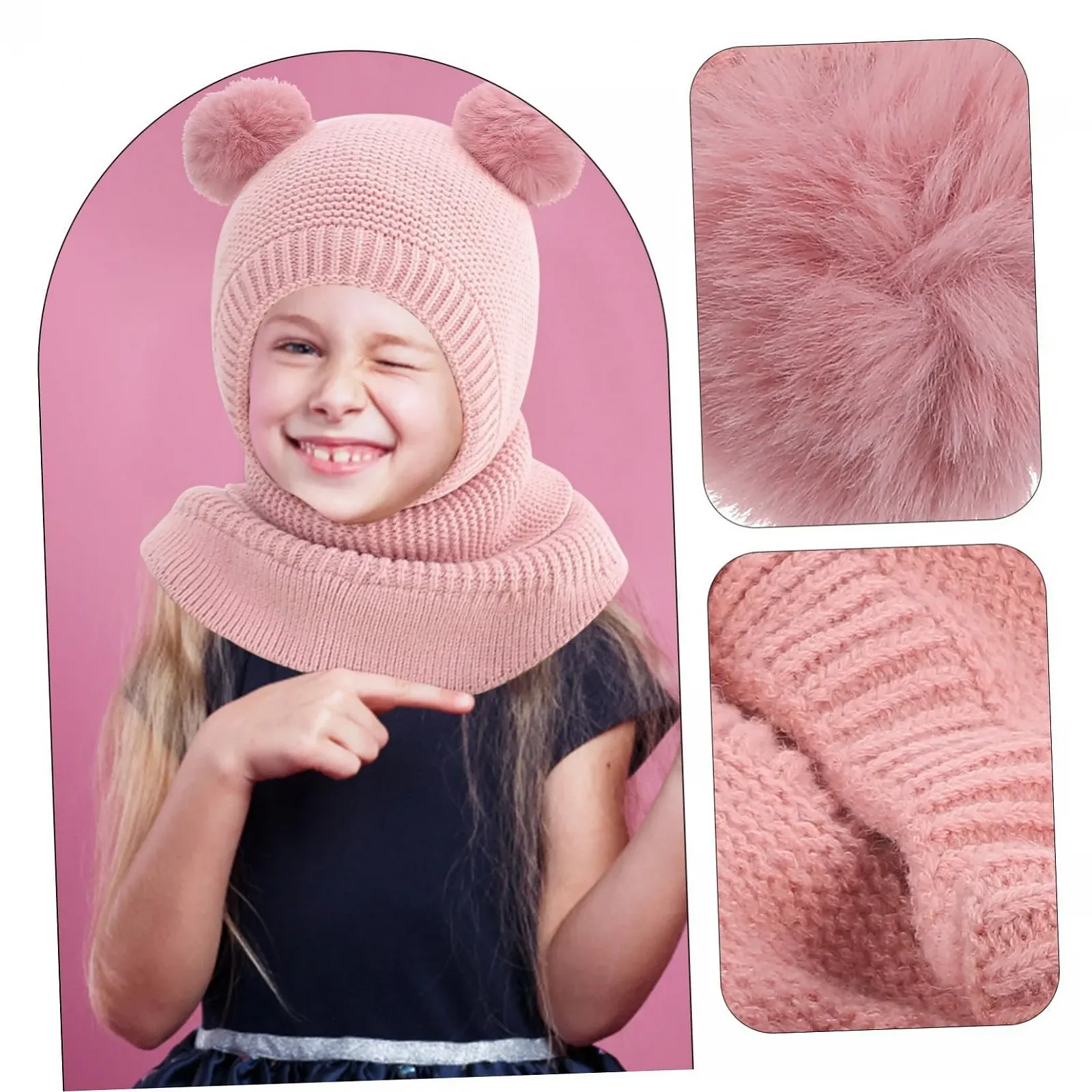Шапка Abaodam зимова для дівчинки, м'яка в'язана, фото №3