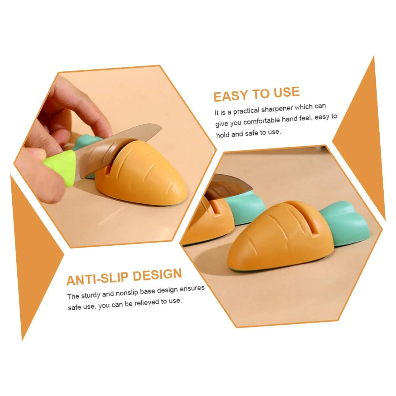 Точилка для ножів VALICLUD набір 4 шт. міні у формі моркви ергономічна нековзна, фото №9