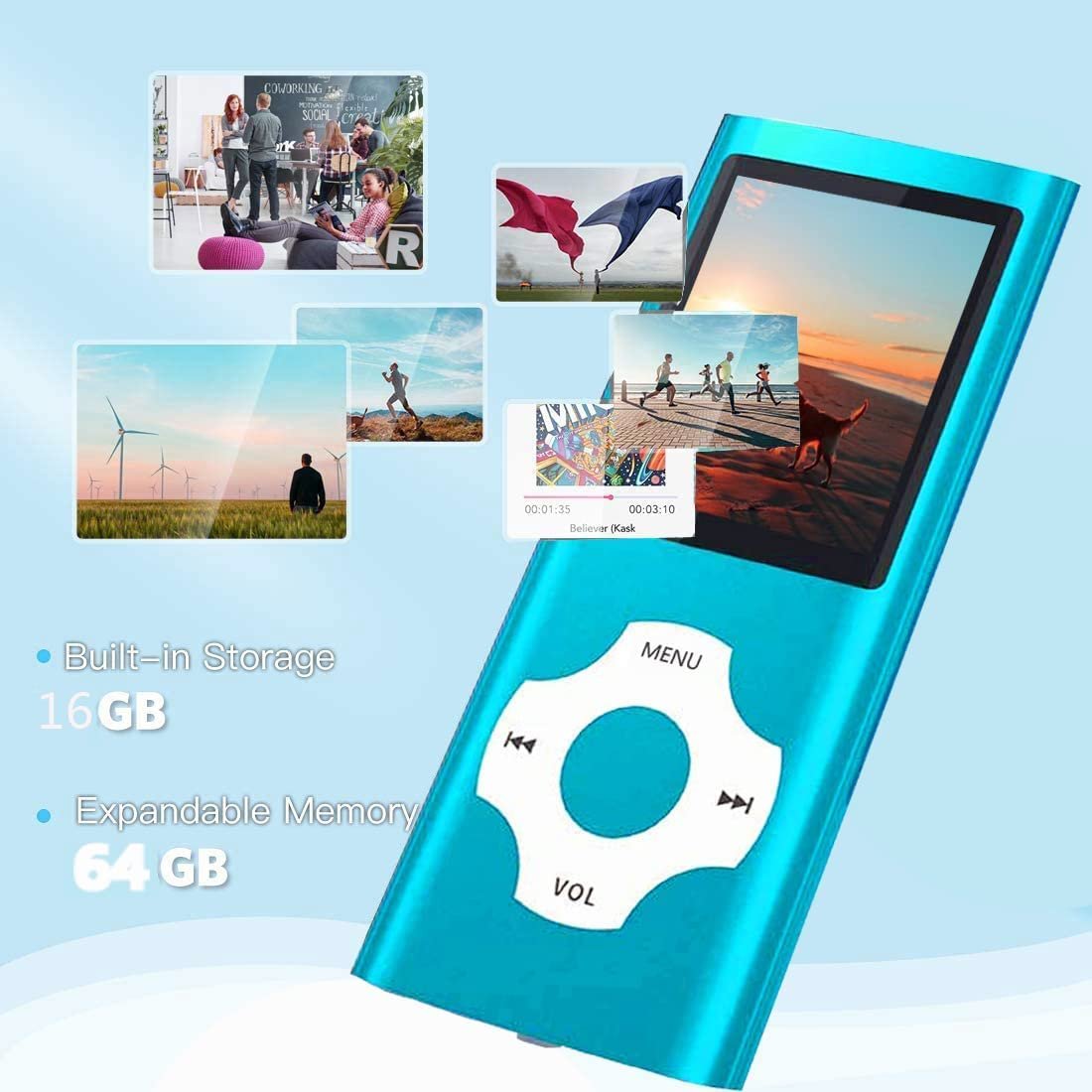 MP3 плеер Hotechs Slim Design 32GB Card Digital LCD Display 1.8 Inch FM Radio, фото №2